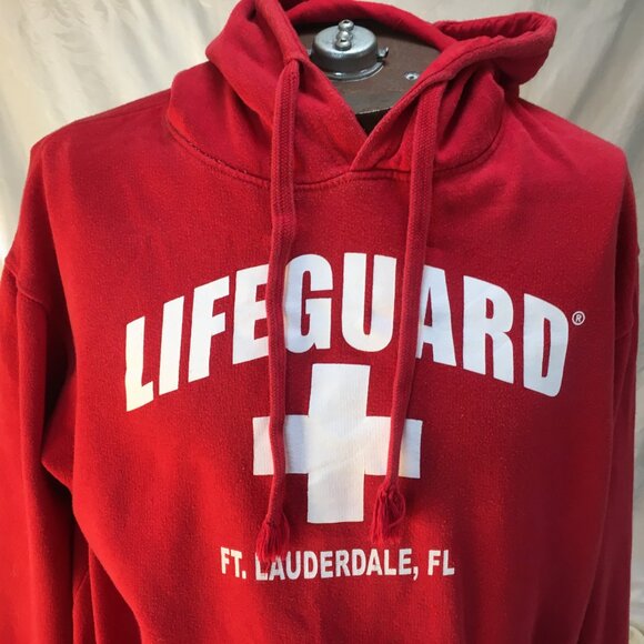 Lifeguard Hoodie Officially Licensed Popular Mens Med Red Fort Lauderdale - Picture 3 of 16